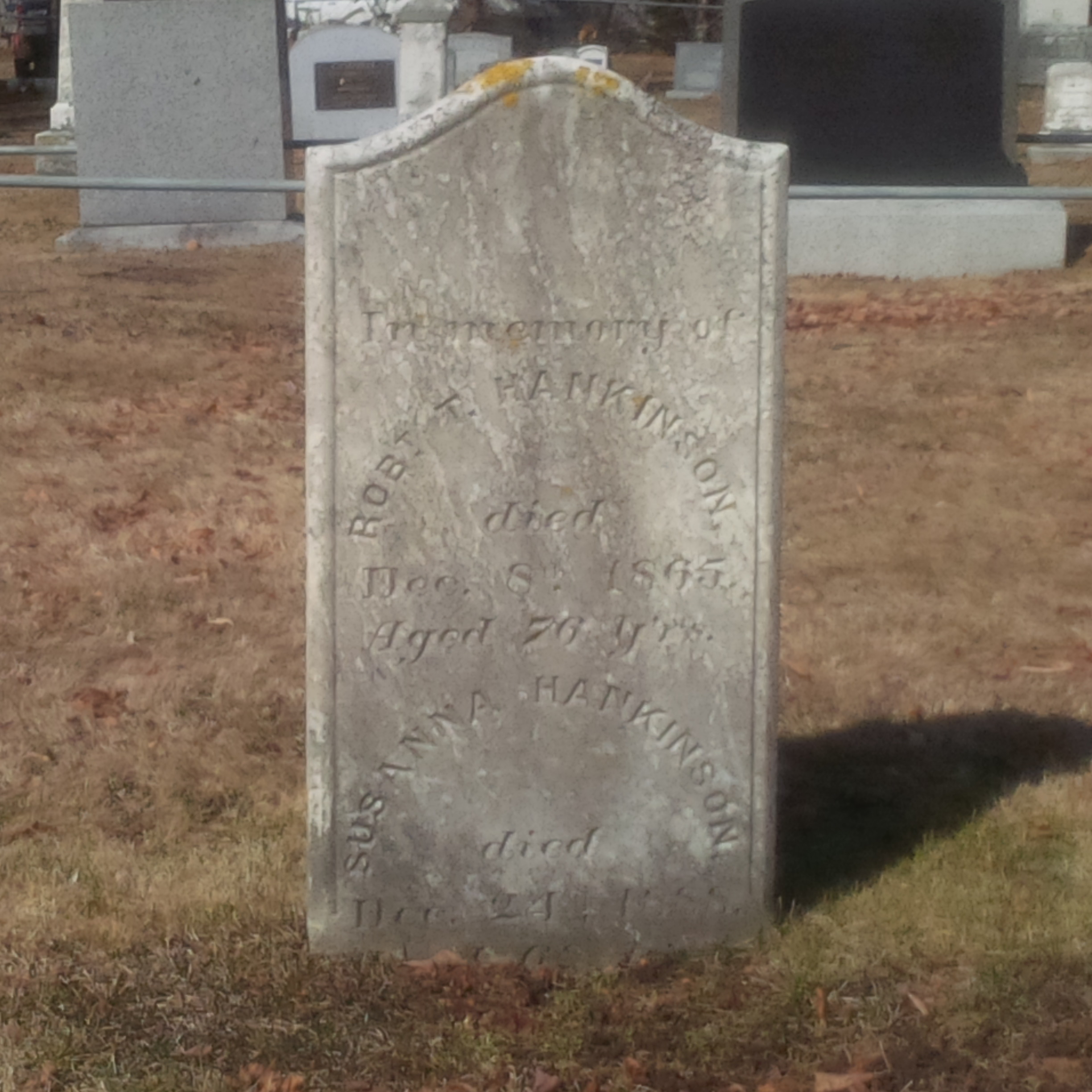 Robert and Susanna HANKINSON's tombstone.